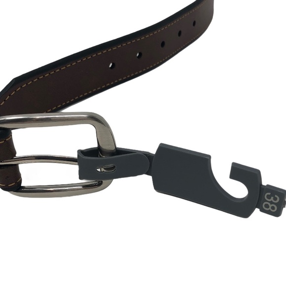 NEW NORDSTROM Fenny Bonded Brown Leather Dress Blt - Picture 5 of 10